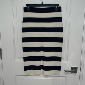 And Taylor, navy and white striped skirt